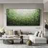 Handmade Large Abstract Oil Painting on Canvas;  Original Textured Boho Wall Art Green Fancy Acrylic Painting Modern Living Room Home Decor - 70X140cm