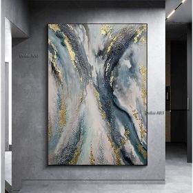 Handmade Oil Painting Canvas Wall Art Decoration Abstract Art Painting Gold Foil Streamer for Home Living Room hallway bedroom luxurious decorative pa