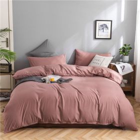Simple Style Bedding 4 Piece Quilt Cover Sheet Pillowcase Cotton Spring Summer Autumn Winter Solid Two-color Student Dormitory - Dark pink - 200x230cm