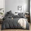 Simple Style Bedding 4 Piece Quilt Cover Sheet Pillowcase Cotton Spring Summer Autumn Winter Solid Two-color Student Dormitory - Dark Gray - 220x240cm