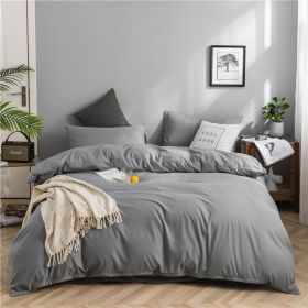 Simple Style Bedding 4 Piece Quilt Cover Sheet Pillowcase Cotton Spring Summer Autumn Winter Solid Two-color Student Dormitory - light grey - 180x200c