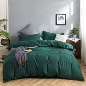 Simple Style Bedding 4 Piece Quilt Cover Sheet Pillowcase Cotton Spring Summer Autumn Winter Solid Two-color Student Dormitory - dark green - 150x200c