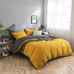 Simple Style Bedding 4 Piece Quilt Cover Sheet Pillowcase Cotton Spring Summer Autumn Winter Solid Two-color Student Dormitory - yellow gray - 200x230