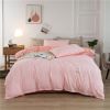Simple Style Bedding 4 Piece Quilt Cover Sheet Pillowcase Cotton Spring Summer Autumn Winter Solid Two-color Student Dormitory - pink plaid 2 - 220x24
