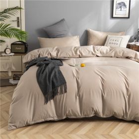 Simple Style Bedding 4 Piece Quilt Cover Sheet Pillowcase Cotton Spring Summer Autumn Winter Solid Two-color Student Dormitory - Khaki - 200x230cm 4-p