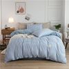 Simple Style Bedding 4 Piece Quilt Cover Sheet Pillowcase Cotton Spring Summer Autumn Winter Solid Two-color Student Dormitory - Blue plaid - 200x230c