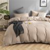 Simple Style Bedding 4 Piece Quilt Cover Sheet Pillowcase Cotton Spring Summer Autumn Winter Solid Two-color Student Dormitory - Khaki - 180x200cm 4-p