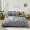 Simple Style Bedding 4 Piece Quilt Cover Sheet Pillowcase Cotton Spring Summer Autumn Winter Solid Two-color Student Dormitory - small black plaid - 2