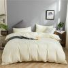 Simple Style Bedding 4 Piece Quilt Cover Sheet Pillowcase Cotton Spring Summer Autumn Winter Solid Two-color Student Dormitory - beige - 150x200cm 3-p