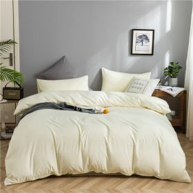Simple Style Bedding 4 Piece Quilt Cover Sheet Pillowcase Cotton Spring Summer Autumn Winter Solid Two-color Student Dormitory - beige - 150x200cm 3-p