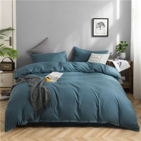 Simple Style Bedding 4 Piece Quilt Cover Sheet Pillowcase Cotton Spring Summer Autumn Winter Solid Two-color Student Dormitory - blue - 200x230cm 4-pi