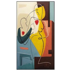 100% Hand Painted Abstract Oil Painting Wall Art Colorful Geometric Picture Modern On Canvas Decor For Living Room Office No Frame - 90x120cm