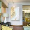 100% Hand Painted Abstract Oil Painting Wall Art White Gold Foil Minimalist Modern On Canvas Decor For Living Room Office No Frame - 100x150cm