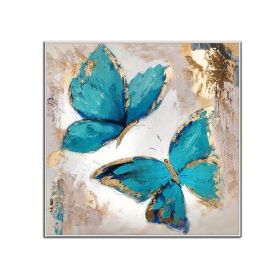 100% Handmade Abstract Oil Painting Top Selling Wall Art Modern Minimalist Blue Color Butterfly Picture Canvas Home Decor For Living Room No Frame - 1