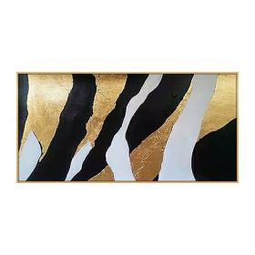 Handmade Gold Foil Abstract Oil Painting Top Selling Wall Art Modern Black and White Color Picture Canvas Home Decor For Living Room No Frame - 100x15