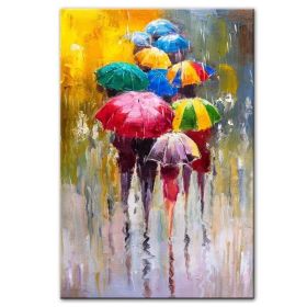 100% Hand Painted Abstract Oil Painting Wall Art Modern Figure Rain view On Canvas Home Decoration For Living Room No Frame - 90x120cm