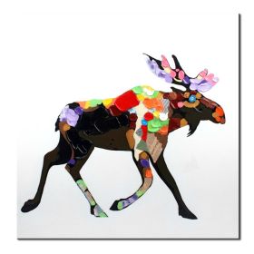 100% Hand Painted  Abstract Oil Painting Wall Art Modern Minimalist Deer Picture Canvas Home Decor For Living Room Bedroom No Frame - 90x90cm