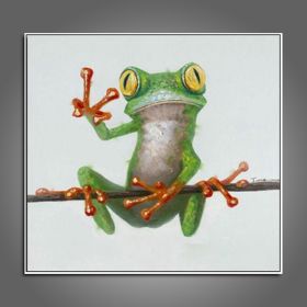 100% Hand Painted  Abstract Oil Painting Wall Art Modern Minimalist Frog Picture Canvas Home Decor For Living Room No Frame - 100x100cm