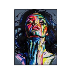 Ha's Art 100% Handmade Large Home Decor Francoise Nielly Face Oil Painting Wall Art Fashion Picture Portrait Palette Knife Canvas Acrylic Texture Colo
