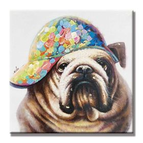 Hand Painted Abstract Oil Painting Wall Art Modern Minimalist Pet Dog Picture Canvas Home Decor For Living Room No Frame - 120x120cm