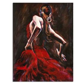 Ha's Art Handmade Abstract Oil Painting Wall Art Modern Beautiful Red Dancing Girl Picture Canvas Home Decor For Living Room Bedroom No Frame - 90x120