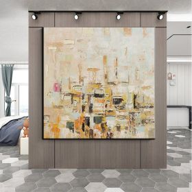 Handmade Oil Painting Color Block Gold Leaf Living Room Decoration Painting Abstract Painting Home Hanging Painting Wall Art - 90x90cm - 01