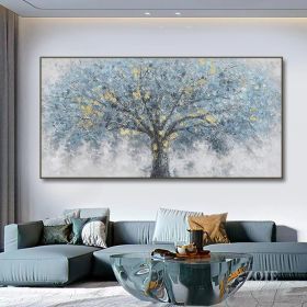 Hand Painted Oil Painting Oil Painting on Canvas Tree Blue Abstract Trees Landscape Modern Oil Painting Original Hand Painted Painting Modern Art - 70