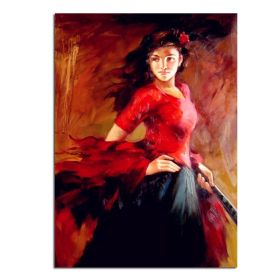 Ha's Art 100% Handmade Abstract Oil Painting Wall Art Modern Beautiful Girl Picture Canvas Home Decor For Living Room Bedroom No Frame - 75x150cm
