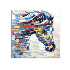 Large Hand painted Colorful Oil Handsome Horse Painting Canvas Painting Animal Pictures wall art cuadros picture for living room - 150x150cm