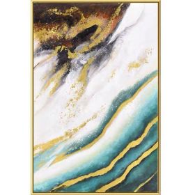 100% Handmade Abstract Oil Painting Wall Art Modern Minimalist Marble Texture Picture Canvas Home Decor For Living No Frame - 70x140cm