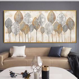 Hand Painted Thick Textured Abstract Gold Foil Oil Painting on Canvas Oil Modern Painting Fine Art Picture No Frame - 80x160cm