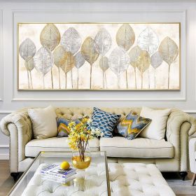 Hand Painted Thick Textured Abstract Gold Foil Oil Painting on Canvas Oil Modern Painting Fine Art Picture No Frame - 90x180cm