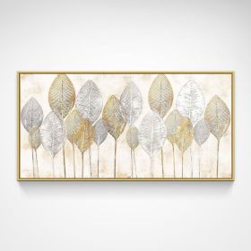 Hand Painted Thick Textured Abstract Gold Foil Oil Painting on Canvas Oil Modern Painting Fine Art Picture No Frame - 75x150cm