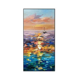 Handmade Landscape Lake Sky Oil Painting On Canvas Abstract Gold Art Wall Picture Modern Home Decoration For Living Room - 90x120cm