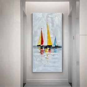 Abstract Wall Decor Palette Knife Oil Painting Seascape Picture Unframed Acrylic Canvas Wall Art Handmade Decorative Item - 40x80cm