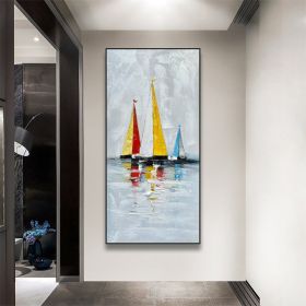 Abstract Wall Decor Palette Knife Oil Painting Seascape Picture Unframed Acrylic Canvas Wall Art Handmade Decorative Item - 50x100cm