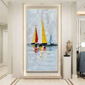 Abstract Wall Decor Palette Knife Oil Painting Seascape Picture Unframed Acrylic Canvas Wall Art Handmade Decorative Item - 90x120cm