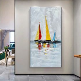 Abstract Wall Decor Palette Knife Oil Painting Seascape Picture Unframed Acrylic Canvas Wall Art Handmade Decorative Item - 60x120cm