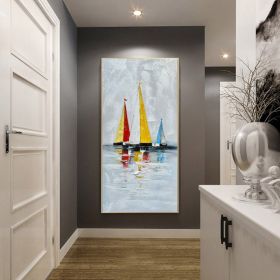 Abstract Wall Decor Palette Knife Oil Painting Seascape Picture Unframed Acrylic Canvas Wall Art Handmade Decorative Item - 100x150cm