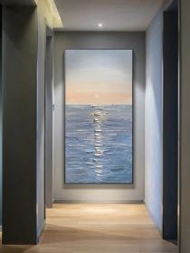 Handmade Canvas Oil Painting Interior Decoration Salon Sea Dawn Modern Art Mural Living Room Bedroom Office Hotel Hanging Poster - 100x150cm