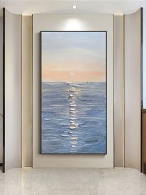Handmade Canvas Oil Painting Interior Decoration Salon Sea Dawn Modern Art Mural Living Room Bedroom Office Hotel Hanging Poster - 150x220cm