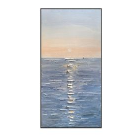 Handmade Canvas Oil Painting Interior Decoration Salon Sea Dawn Modern Art Mural Living Room Bedroom Office Hotel Hanging Poster - 75x150cm