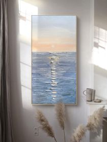 Handmade Canvas Oil Painting Interior Decoration Salon Sea Dawn Modern Art Mural Living Room Bedroom Office Hotel Hanging Poster - 50x100cm