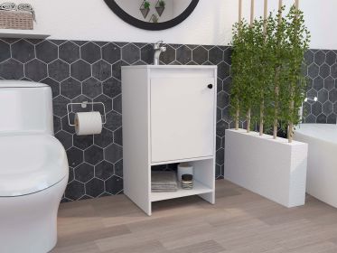 Chariot Free Standing Vanity Cabinet; One Open shelf - White
