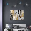 Framed Canvas Wall Art Decor Abstract Style Painting, Gold and Silver Color Painting Decoration For Office Living Room, Bedroom Decor-Ready To Hang -