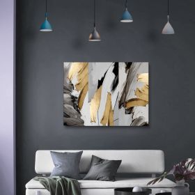 Framed Canvas Wall Art Decor Abstract Style Painting, Gold and Silver Color Painting Decoration For Office Living Room, Bedroom Decor-Ready To Hang -