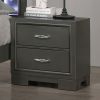 Metallic Gray Color Nightstand Bedroom 1pc Nightstand Solid wood Acrylic Hardware 2-Drawers bedside Table - as Pic