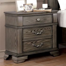Gray Color Nightstand Bedroom 1pc Nightstand Solid wood Satin Knickel Knobs and Pulls - as Pic
