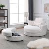 [Video] Welike Swivel Accent Barrel Modern Sofa Lounge Club Big Round Chair with Storage Ottoman Linen Fabric for Living Room Hotel with Pillows,Teddy