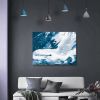 Framed Canvas Wall Art Decor Abstract Style Painting, Blue and White Fluid Painting Decoration For Office Living Room, Bedroom Decor-Ready To Hang - a